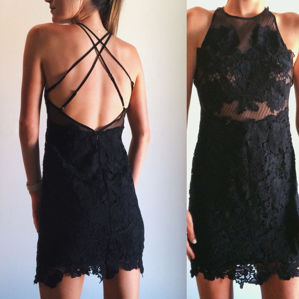 NWT Nasty Gal Black Lace & Mesh Dress